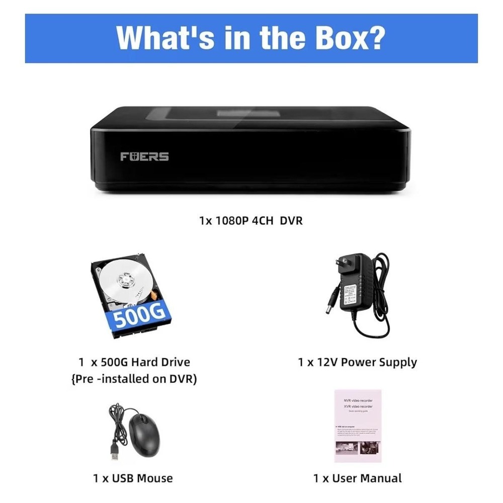 FOERS N6708HE5-POE 8CH H.265 NVR PoE IP Security System 500GB HDMI VGA - Picture 8 of 15